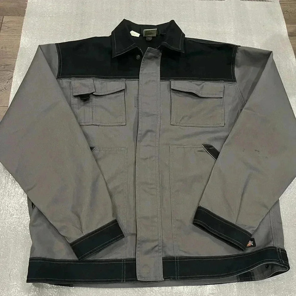 [L] Vtg Dickies Light Canvas Two Tone Workwear Industry Jacket trucker Barn Coat - Picture 1 of 14
